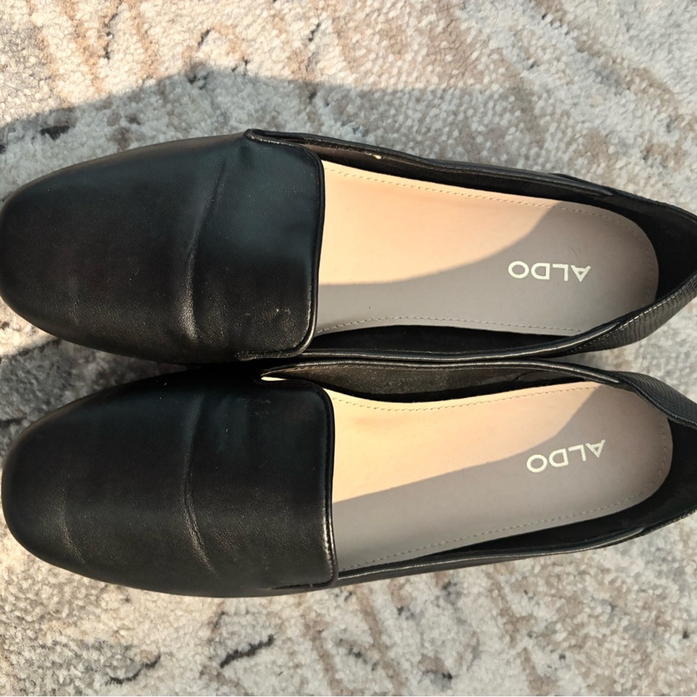 ALDO Black Leather Slip-On Loafers